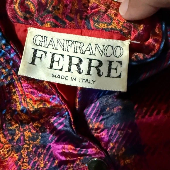 Vintage Gianfranco Ferre Blazer Abstract Red Coat Embroidered Italy Size Small Blazers & Suit Jackets